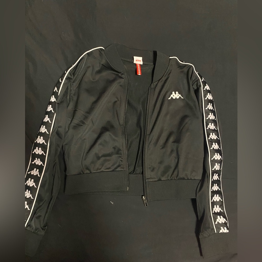 Medium Black Kappa ( fits a small ) Cropped Sweater